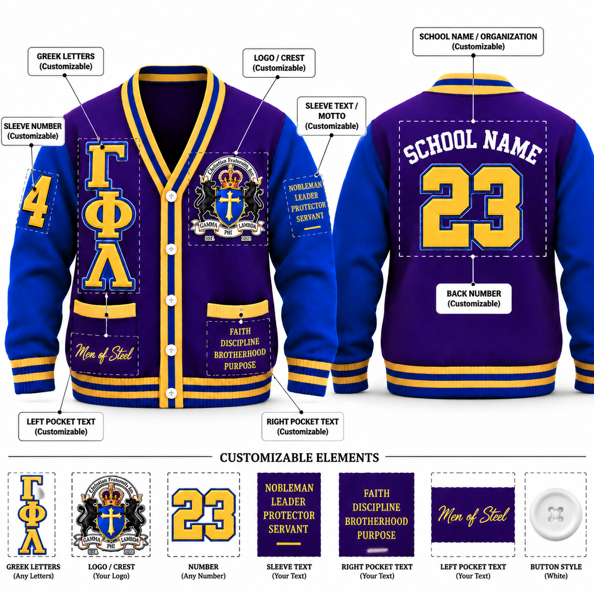 Chaotic Club GAMMA PHI LAMBDA CHRISTIAN FRATERNITY Cardigan