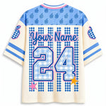 ChaoticClub Preppy Teacher Apple Blue Gingham Stripes Mesh Jersey