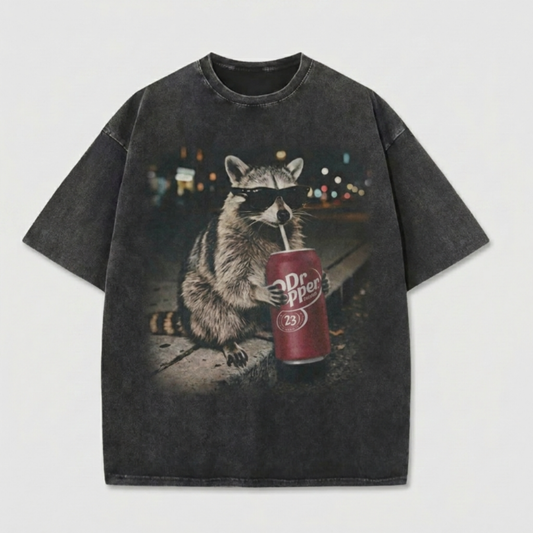 Chaoticclub Dr Pepper Raccoon Washed T-Shirt