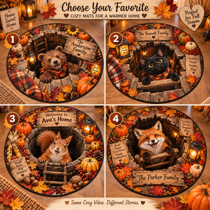 Chaotic Club Personalized Thanksgiving Fall 3D Optical Illusion Round Rug