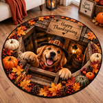 Chaotic Club Personalized Thanksgiving 3D Optical Illusion Round Rug