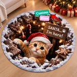 Chaotic Club Reaching Santa 3D Illusion Round Rug