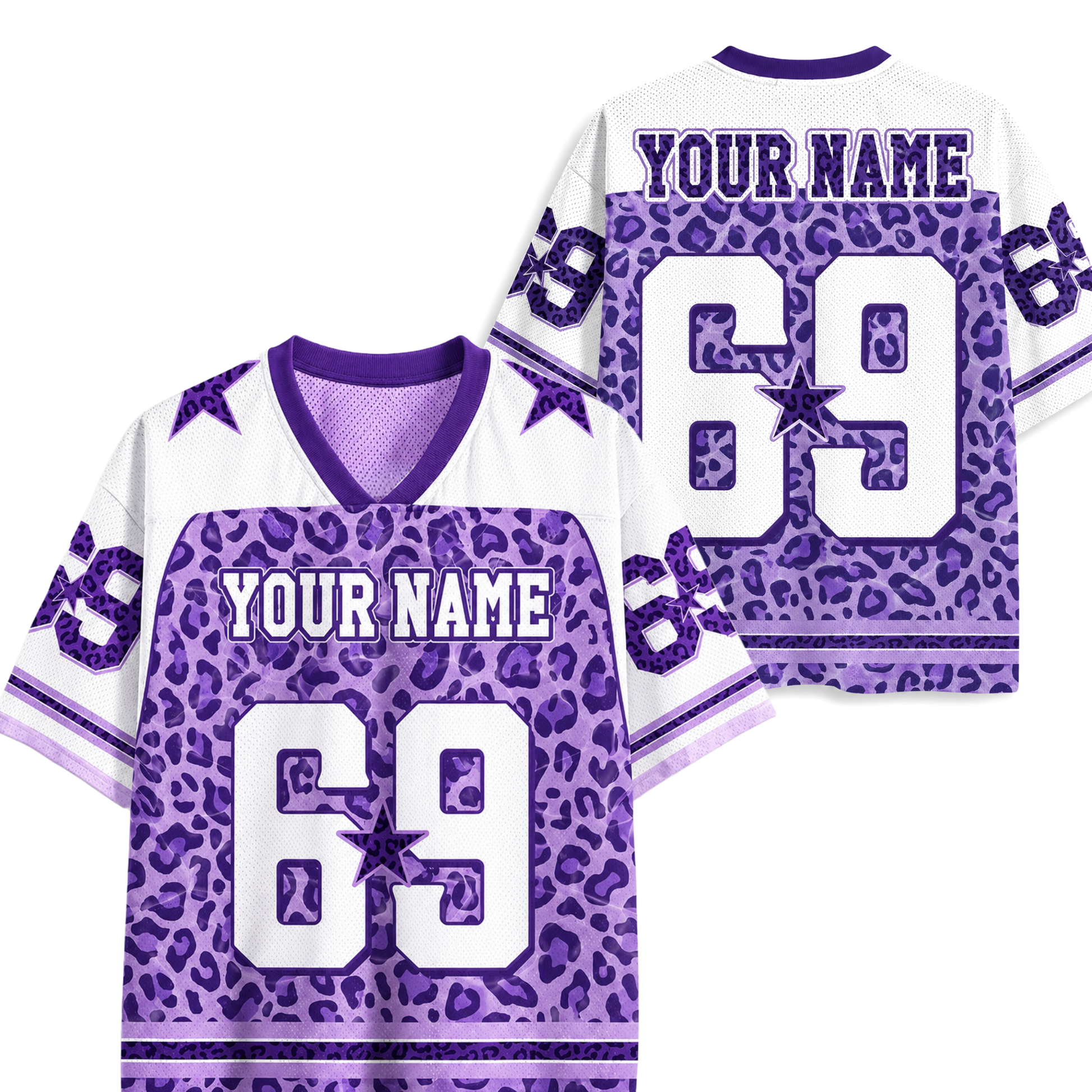 ChaoticClub Purple Leopard Name & Number Personalized