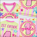 ChaoticClub mesh jersey close up showing breathable Bird’s Eye Pique fabric with green gingham stripes and high-quality print of school graphics