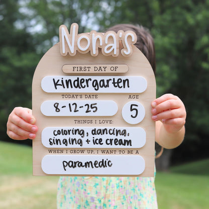 ChaoticClub Interchangeable First & Last Day of School Sign Wood Personalized