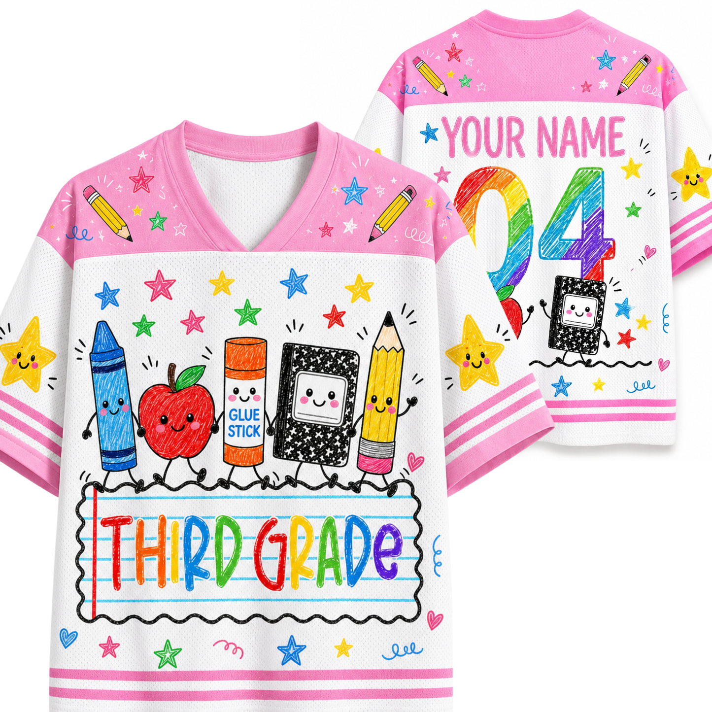 ChaoticClub Cute School Supplies Back To School Mesh Jersey