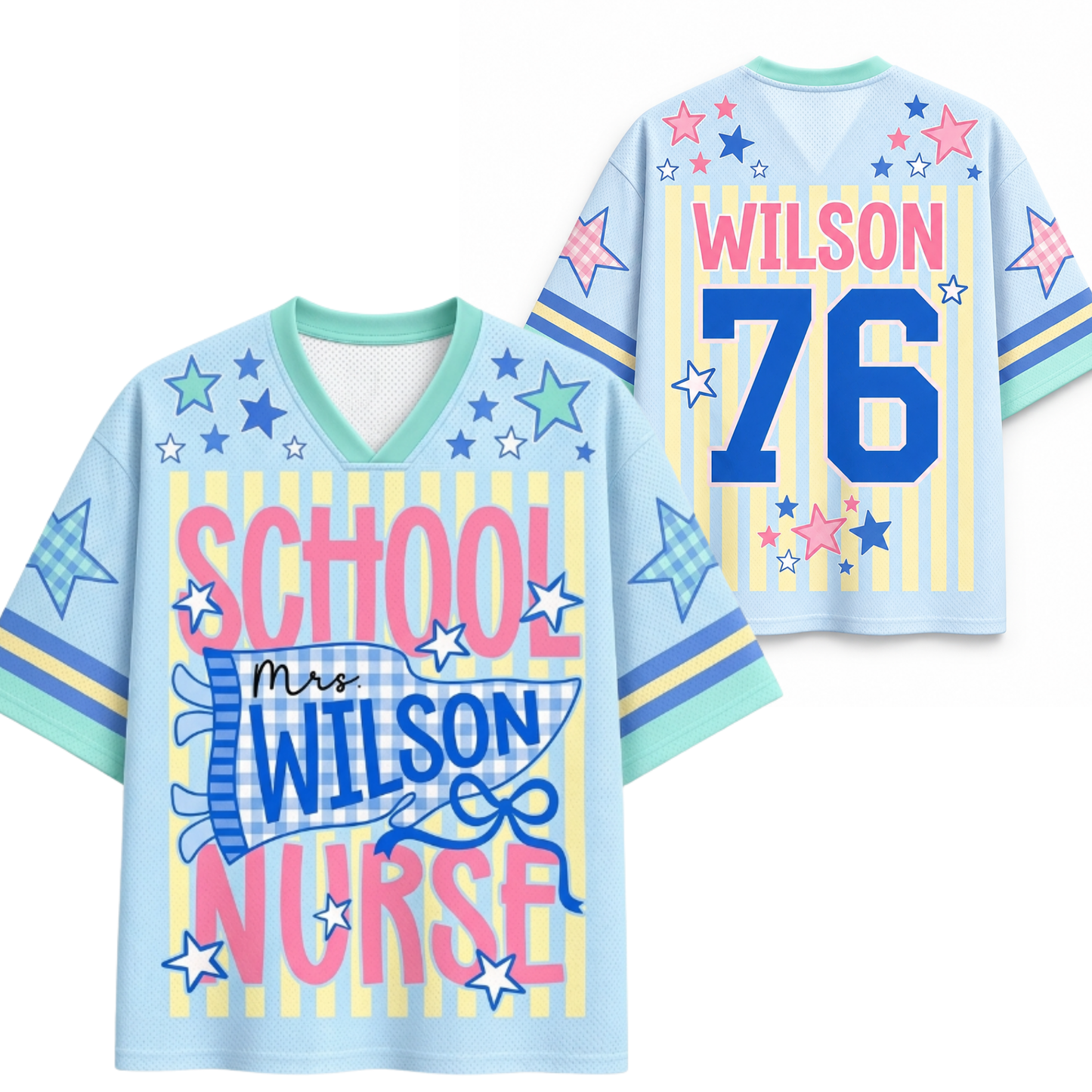 Chaotic Club Custom Stripes School Staff Matching Mesh Jersey