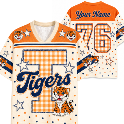 ChaoticClub Custom Gingham School Mascot Game Day Retro Mesh Jersey