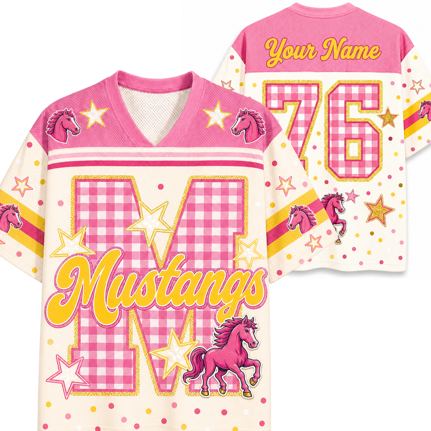 ChaoticClub Custom Gingham School Mascot Game Day Retro Mesh Jersey