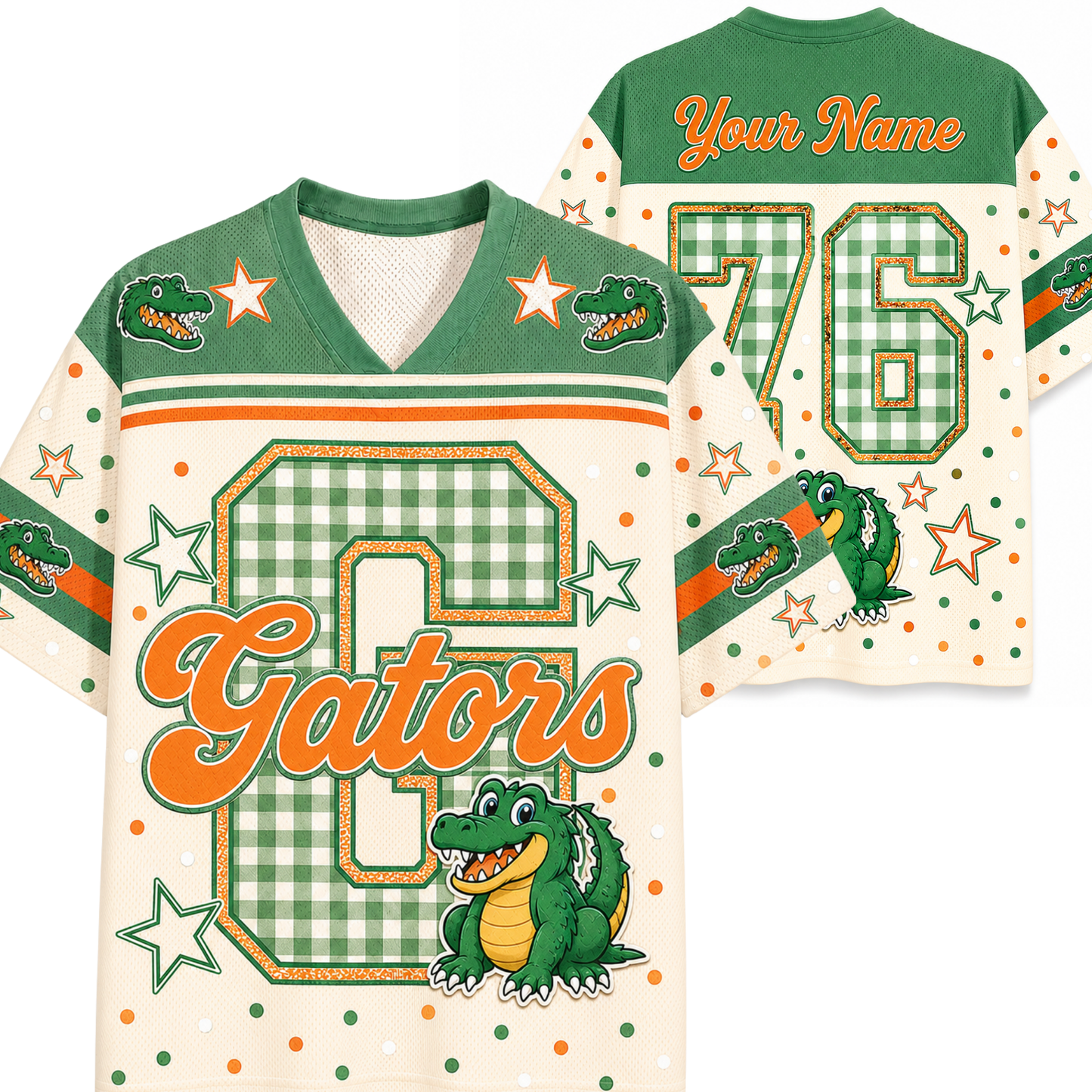 ChaoticClub Custom Gingham School Mascot Game Day Retro Mesh Jersey