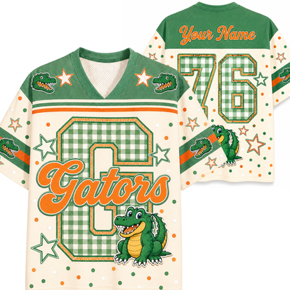 ChaoticClub Custom Gingham School Mascot Game Day Retro Mesh Jersey