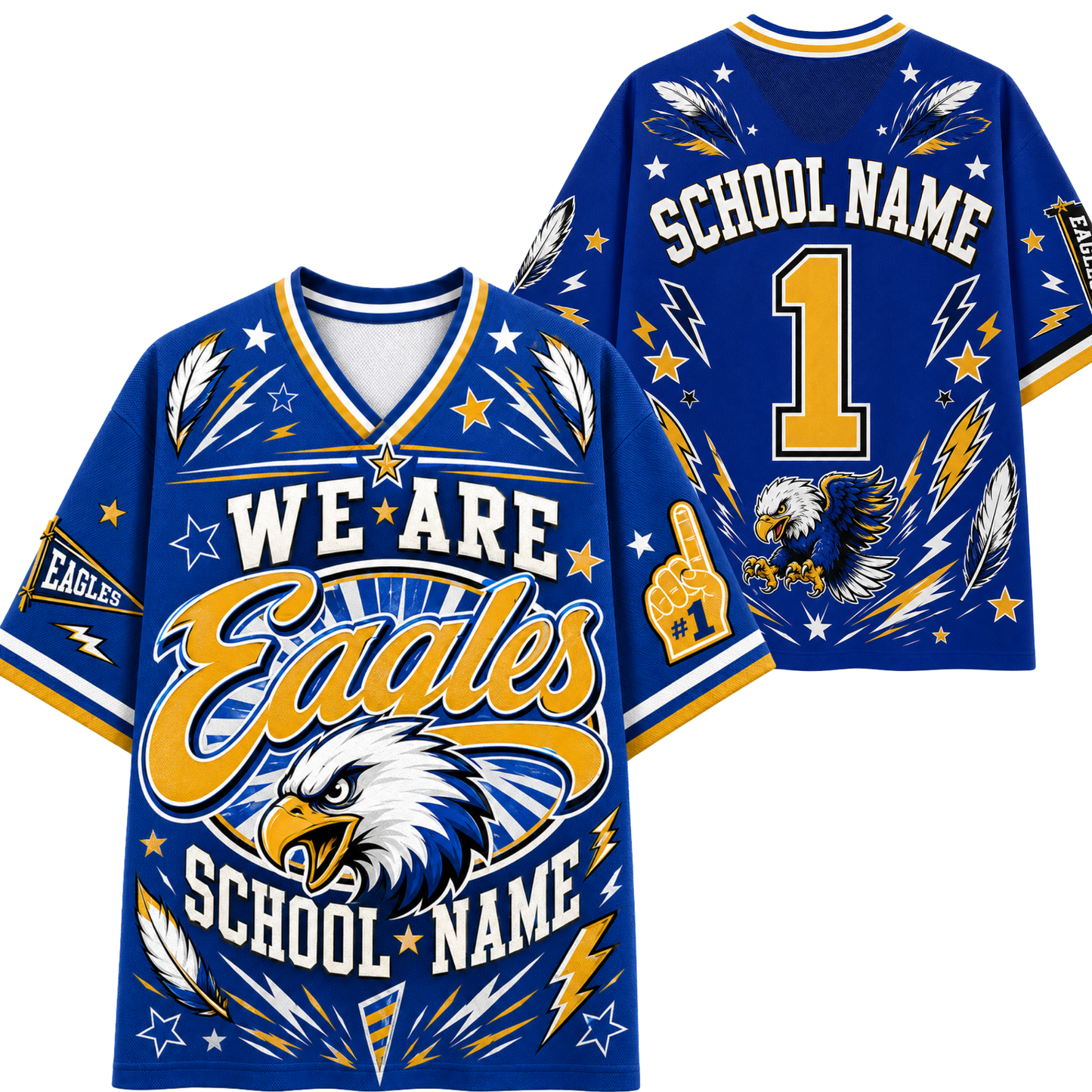 Chaotic Club School Mascot Football Baseball Hockey Varsity Letters Mesh Jersey