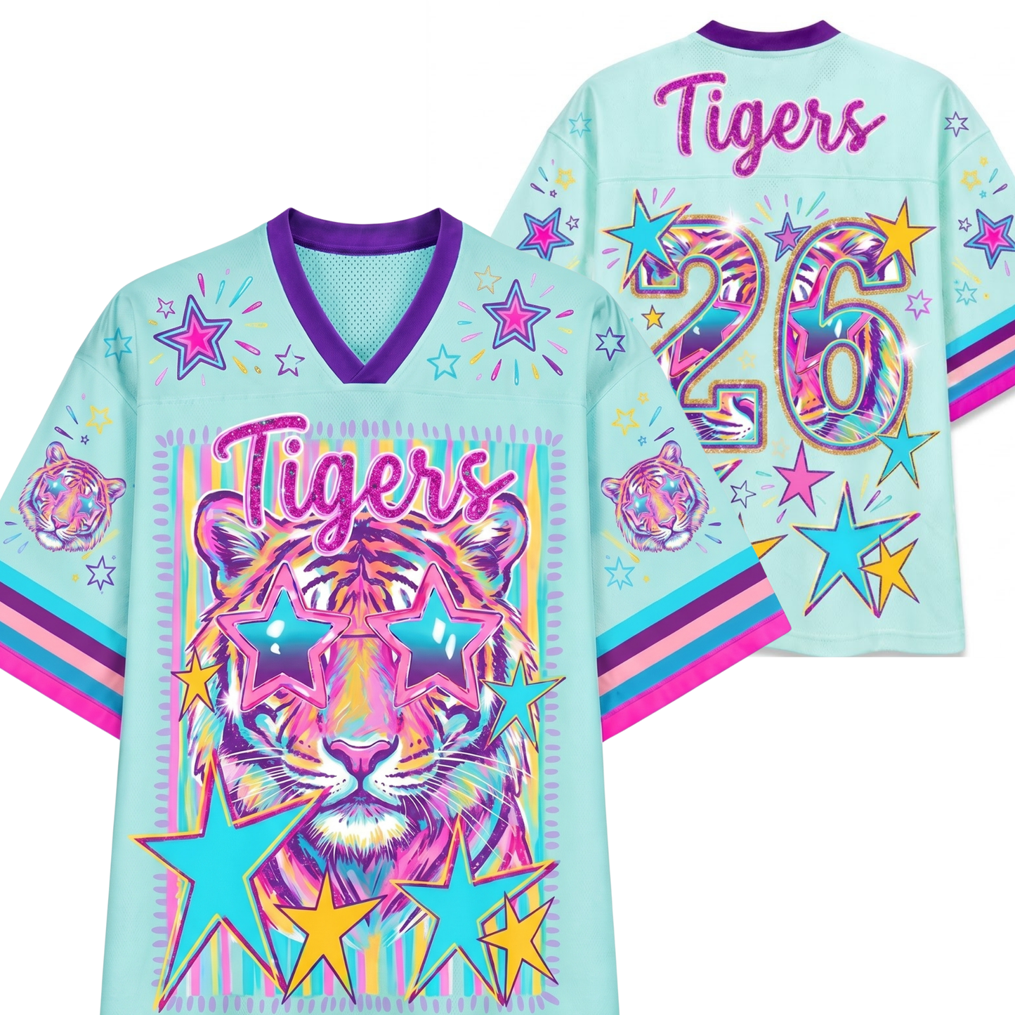 Chaotic Club Mascot Neon Striped School Pride Game Day Mesh Jersey