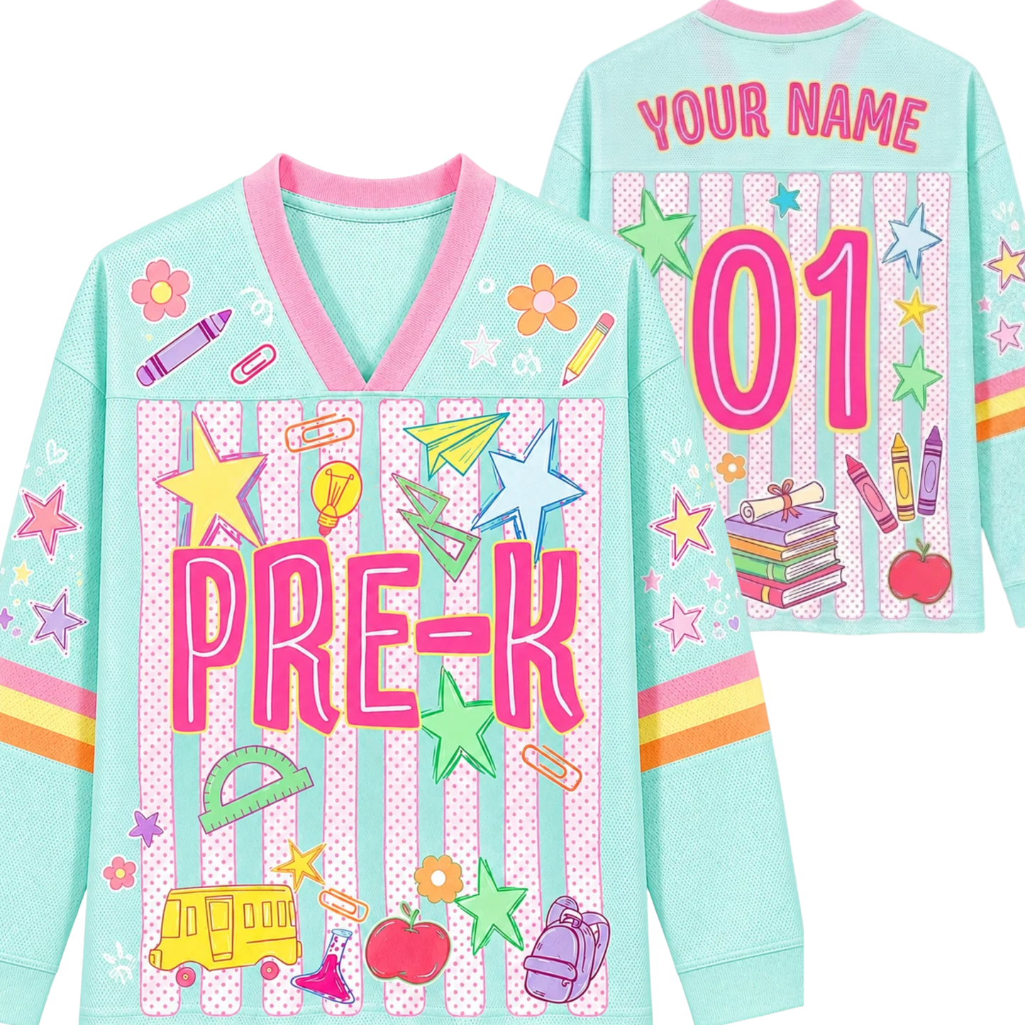 Chaotic Club Striped Custom Back To School Love Long Sleeve Jersey