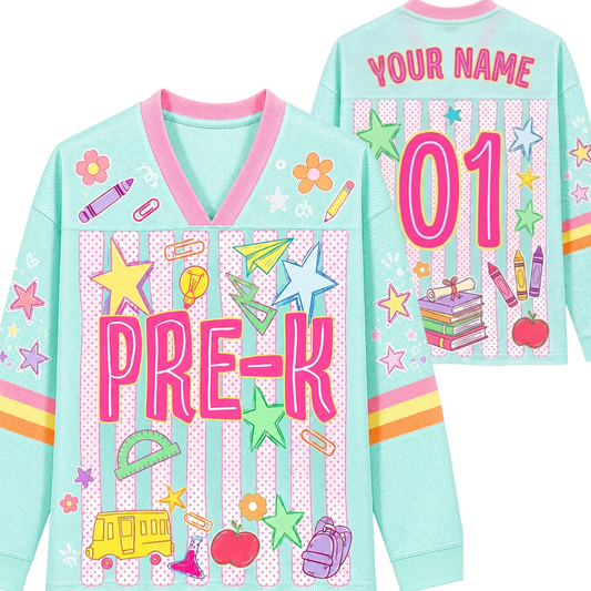 Chaotic Club Striped Custom Back To School Love Long Sleeve Jersey