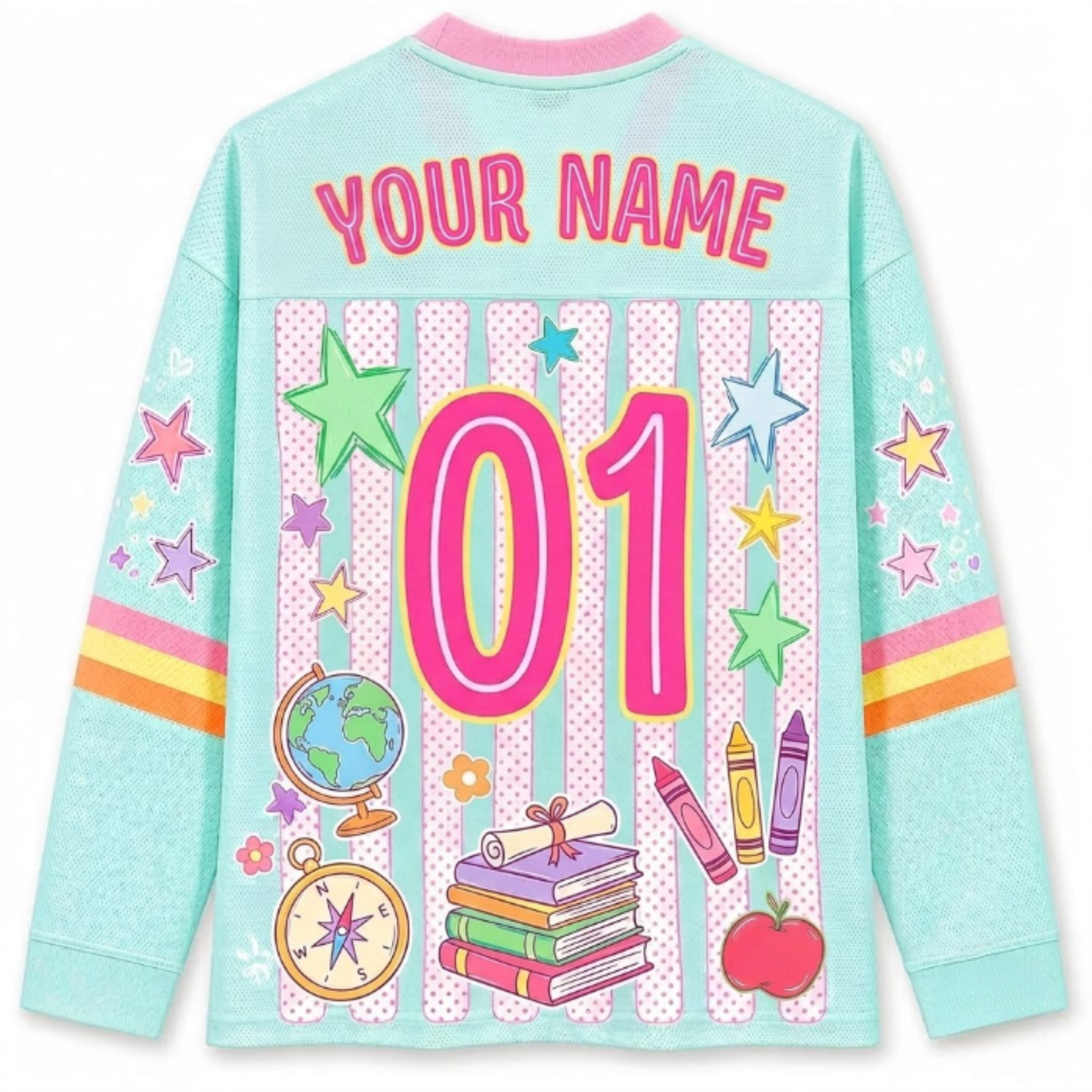 Chaotic Club Striped Custom Back To School Love Long Sleeve Jersey