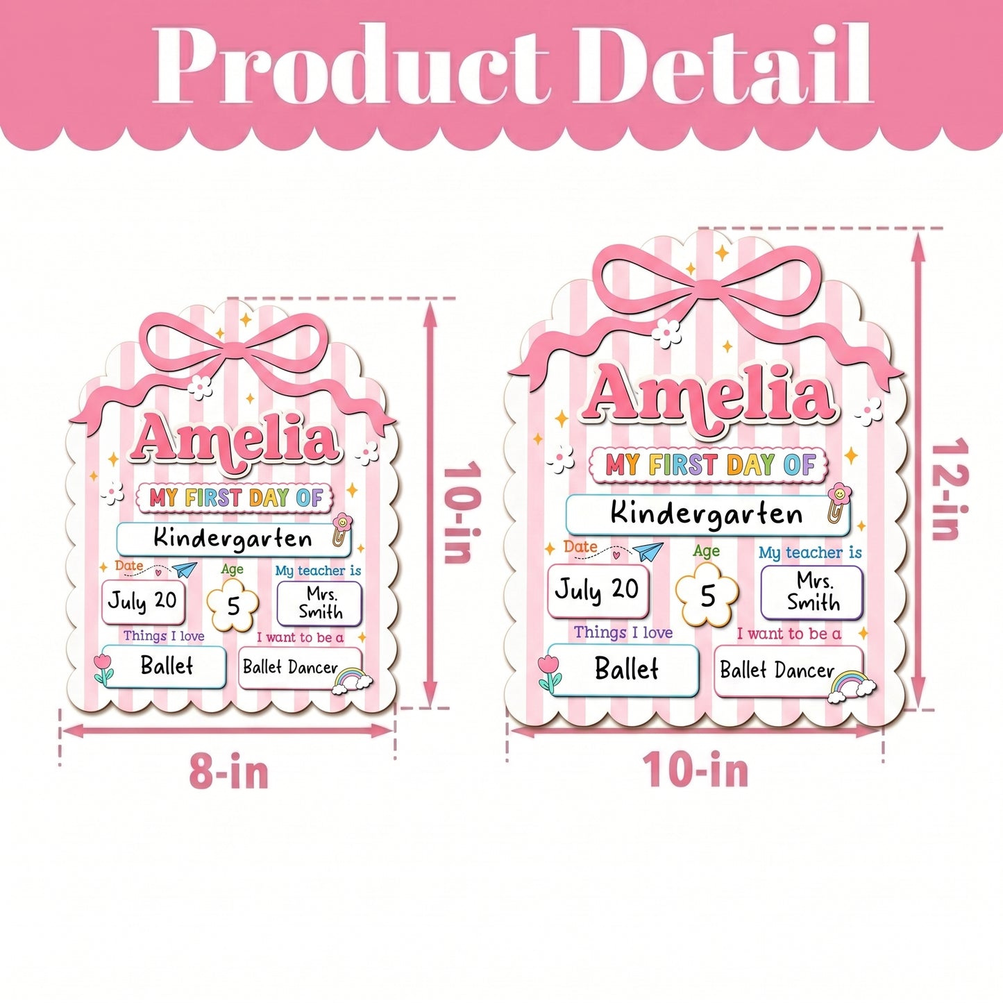 ChaoticClub  First & Last Day of School Striped Personalized
