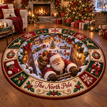 Chaotic Club Personalized 3D Chimney Santa Round Rug