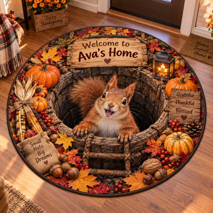 Chaotic Club Personalized Thanksgiving Fall 3D Optical Illusion Round Rug