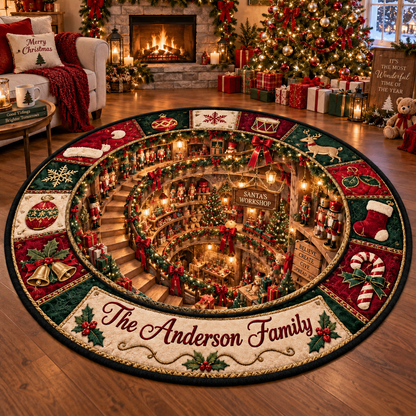 Chaotic Club Personalized Christmas 3D Optical Illusion Round Rug