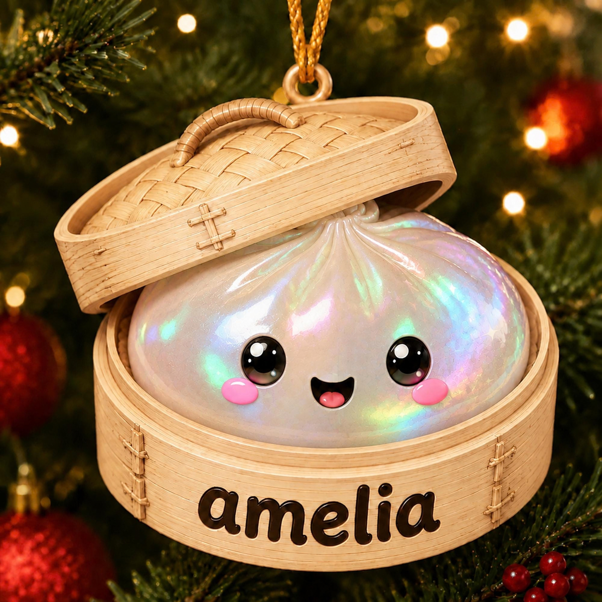 Chaotic Club Personalized Glitter Dumpling Christmas Ornament