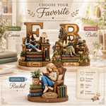 Chaotic Club Personalized Book Lover Monogram Wooden Tabletop Decor