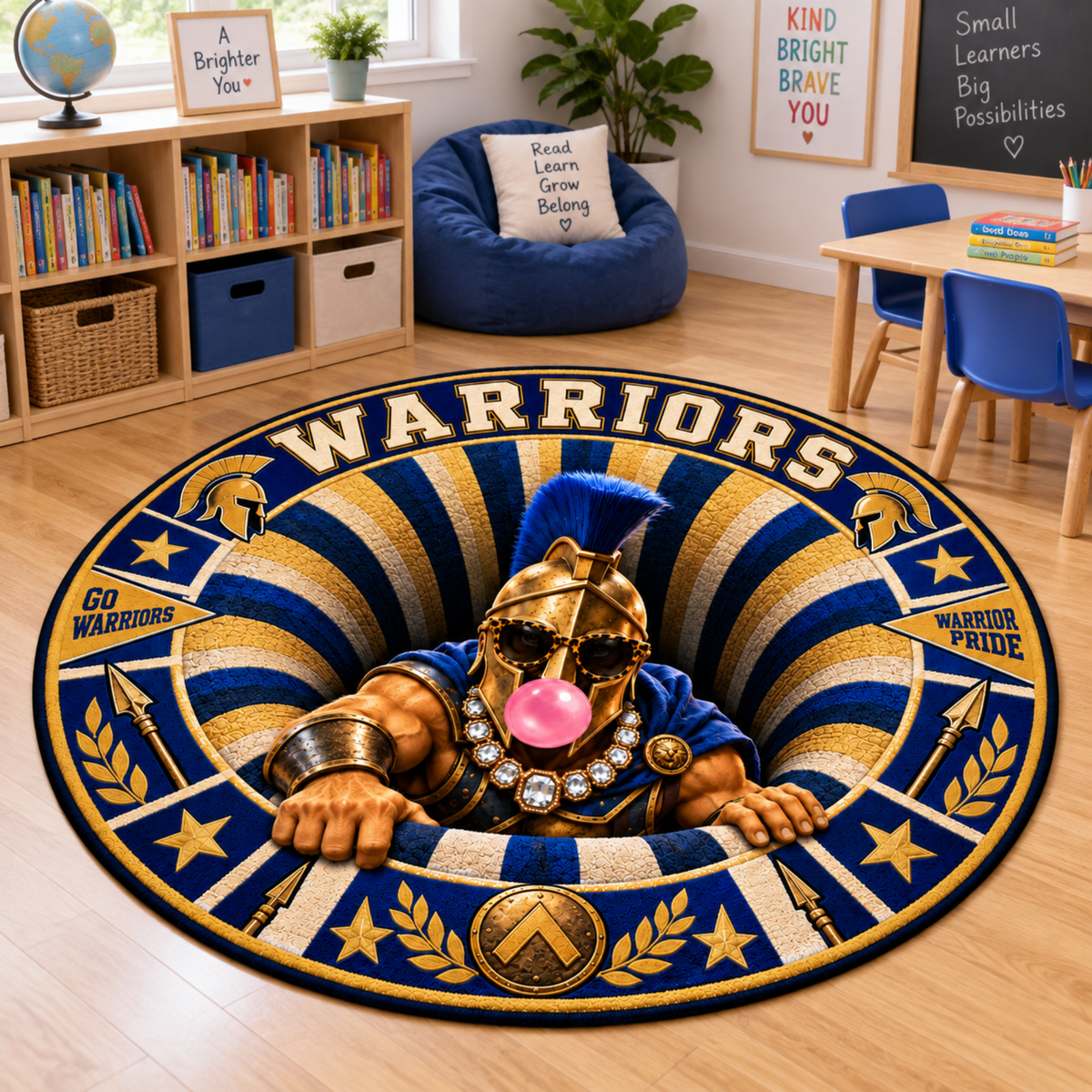 Chaotic Club Personalized Mascot 3D Optical Illusion Round Rug