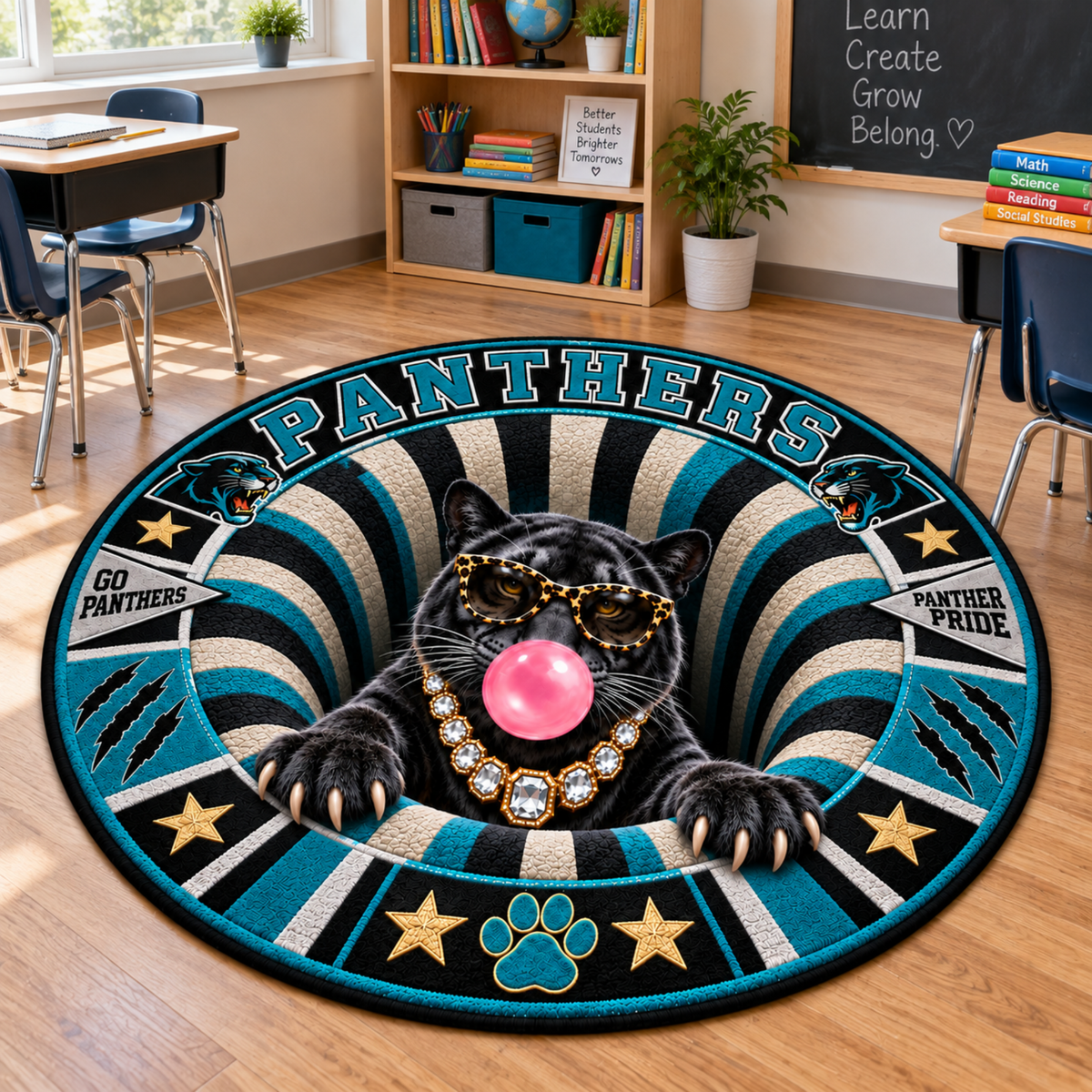Chaotic Club Personalized Mascot 3D Optical Illusion Round Rug