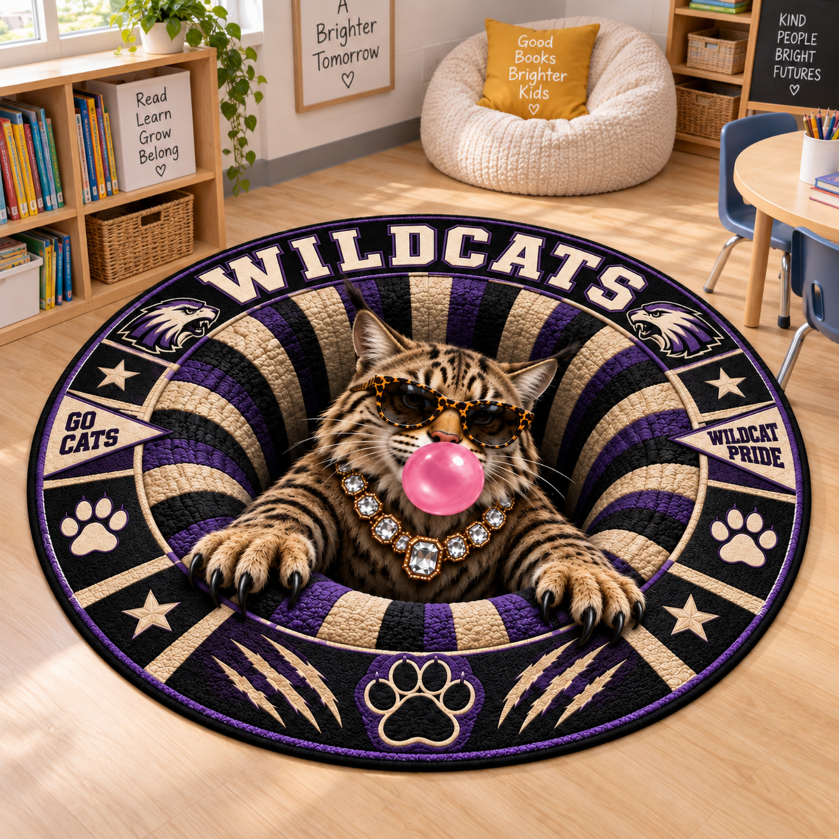 Chaotic Club Personalized Mascot 3D Optical Illusion Round Rug