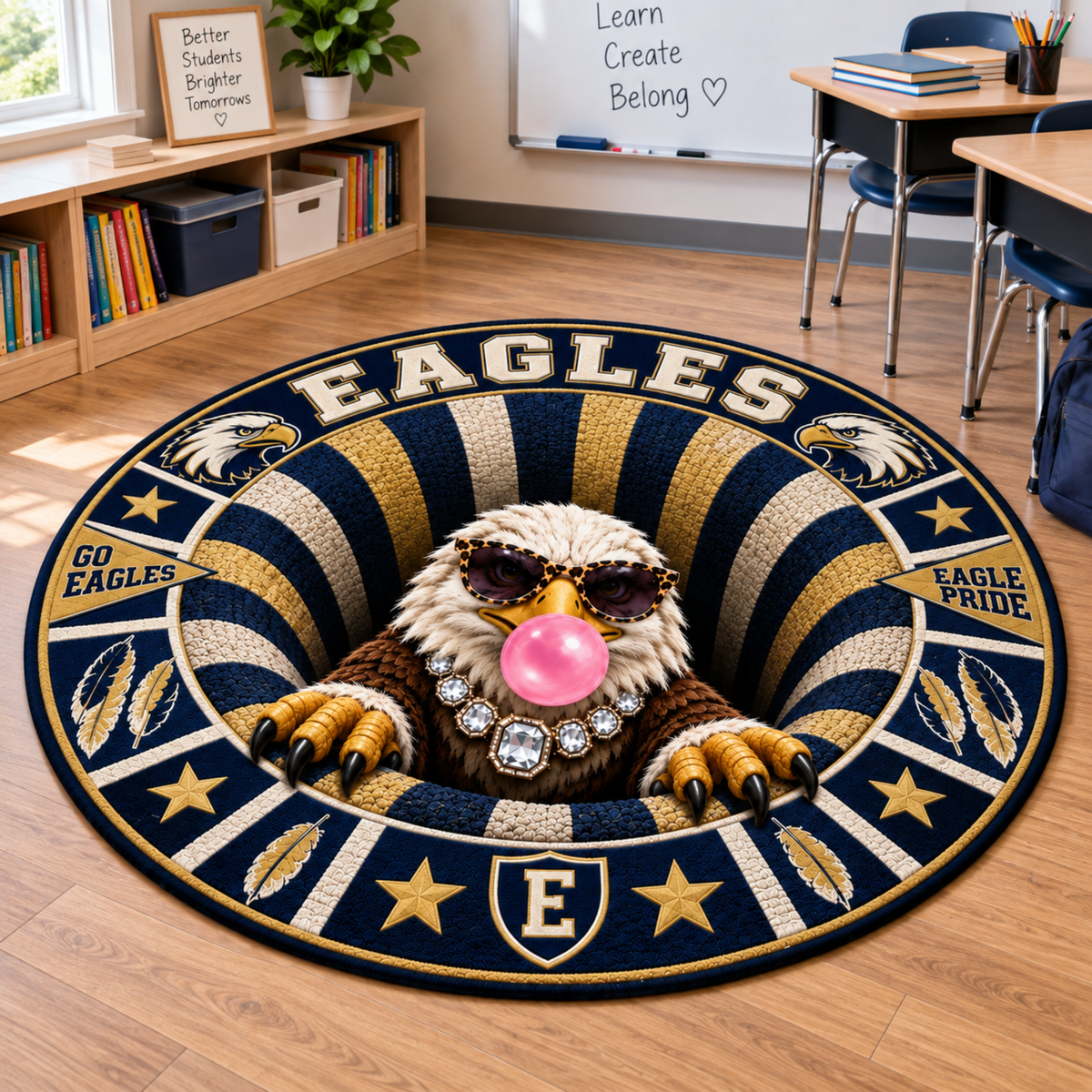 Chaotic Club Personalized Mascot 3D Optical Illusion Round Rug