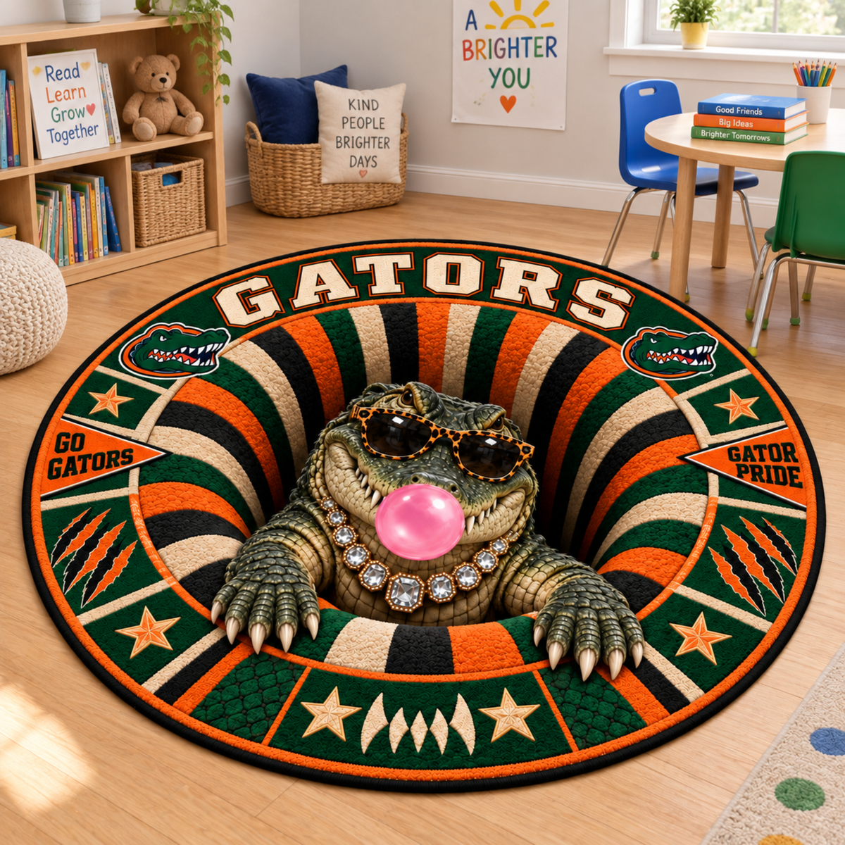 Chaotic Club Personalized Mascot 3D Optical Illusion Round Rug