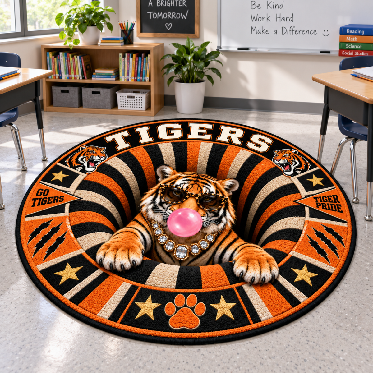 Chaotic Club Personalized Mascot 3D Optical Illusion Round Rug