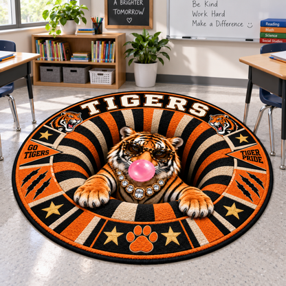 Chaotic Club Personalized Mascot 3D Optical Illusion Round Rug