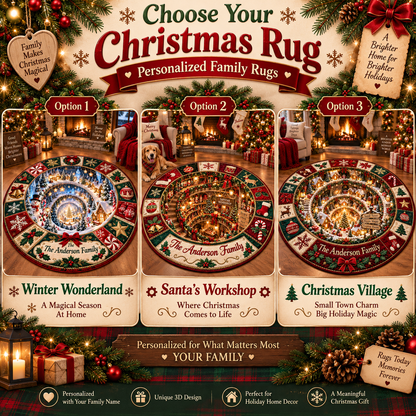 Chaotic Club Personalized Christmas 3D Optical Illusion Round Rug