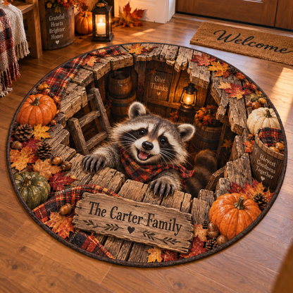 Chaotic Club Personalized Thanksgiving 3D Optical Illusion Round Rug
