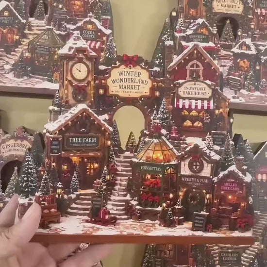 Real Product Unboxing - Cozy Lighted Christmas Village Wooden Tabletop Decor