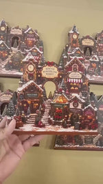 Real Product Unboxing - Cozy Lighted Christmas Village Wooden Tabletop Decor