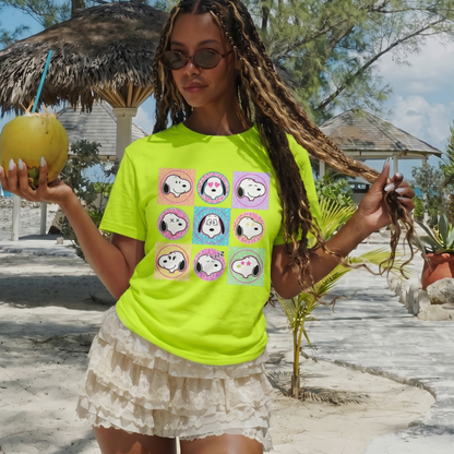 ChaoticClub Summer Smiley Face Dog Neon T-shirt