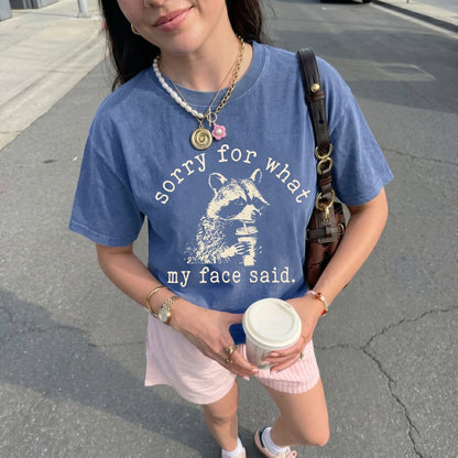 ChaoticClub Sorry For What My Face Said Washed T-Shirt