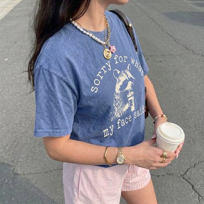 ChaoticClub Sorry For What My Face Said Washed T-Shirt