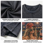 Chaoticclub Funny Doll Face 4th of July Washed T-Shirt