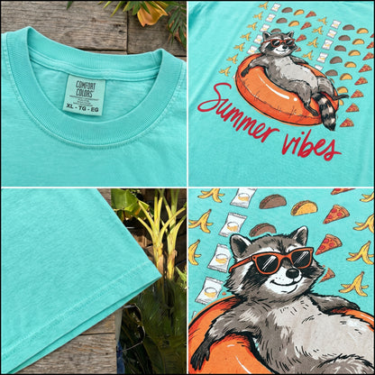 ChaoticClub Summer Vibes Raccoon Neon T-Shirt