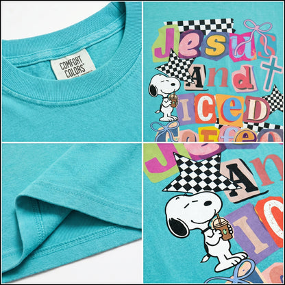 ChaoticClub Summer Jesus and Ice Coffee Neon T-shirt
