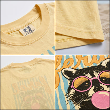 ChaoticClub Feral Summer Striped Raccoon Neon T-Shirt