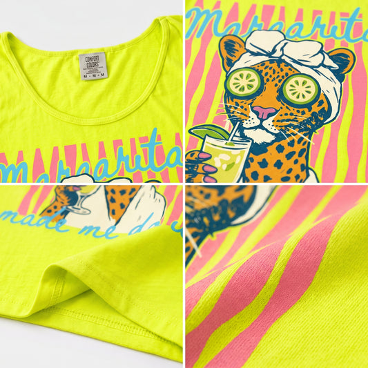 ChaoticClub Margaritas Made Me Do It Leopard Spa Summer Tank Top