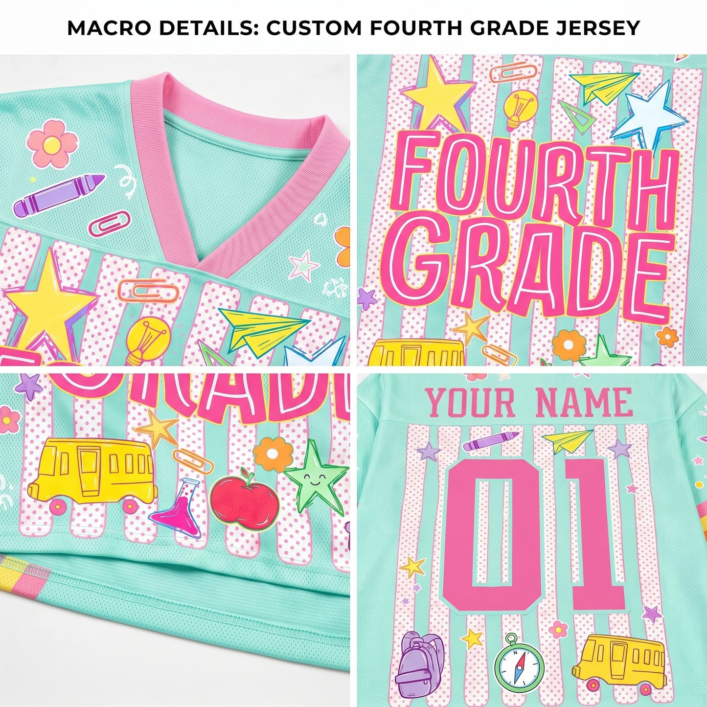 ChaoticClub Striped Custom Back To School Love Mesh Jersey