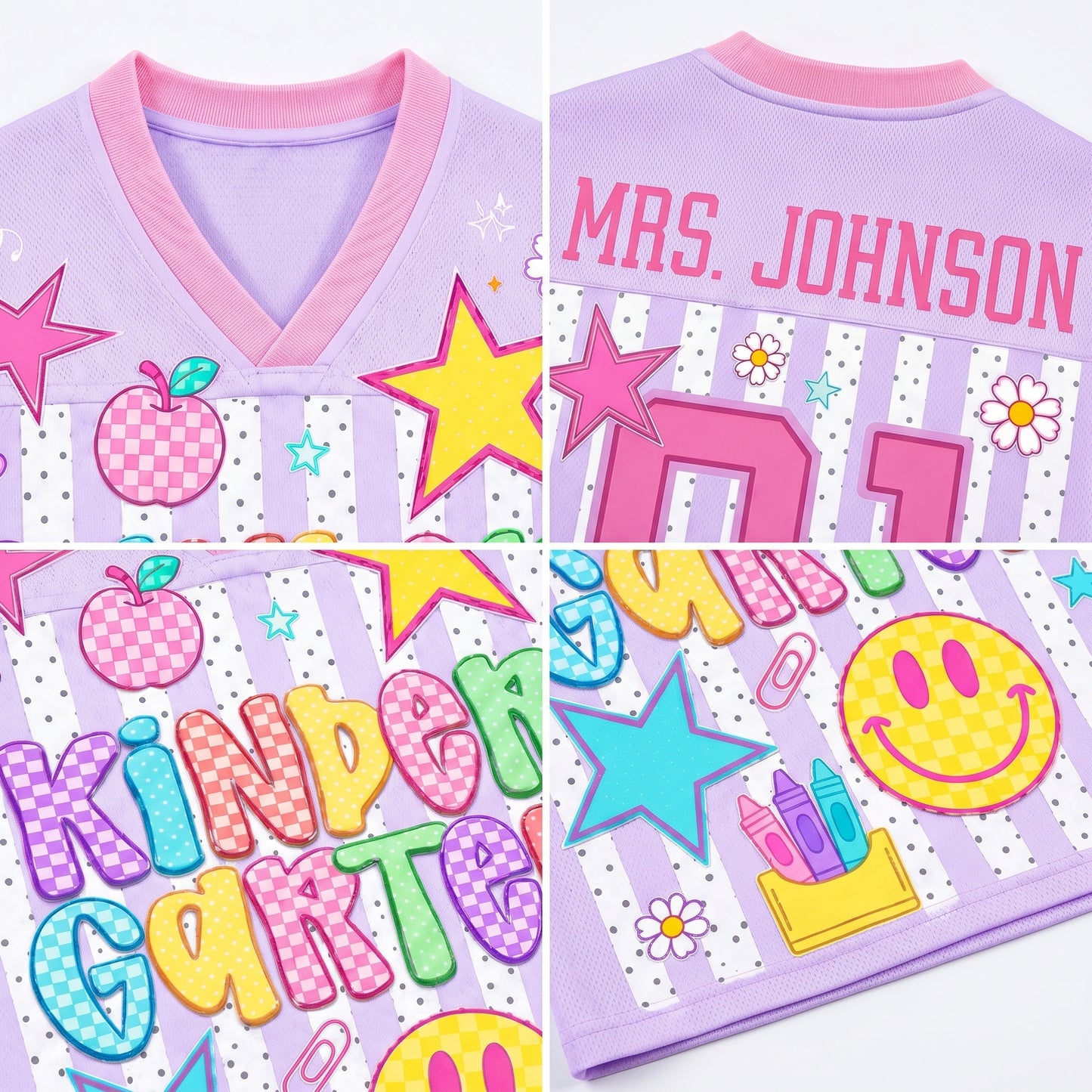 ChaoticClub Striped Neon Back To School Smiley Mesh Jersey