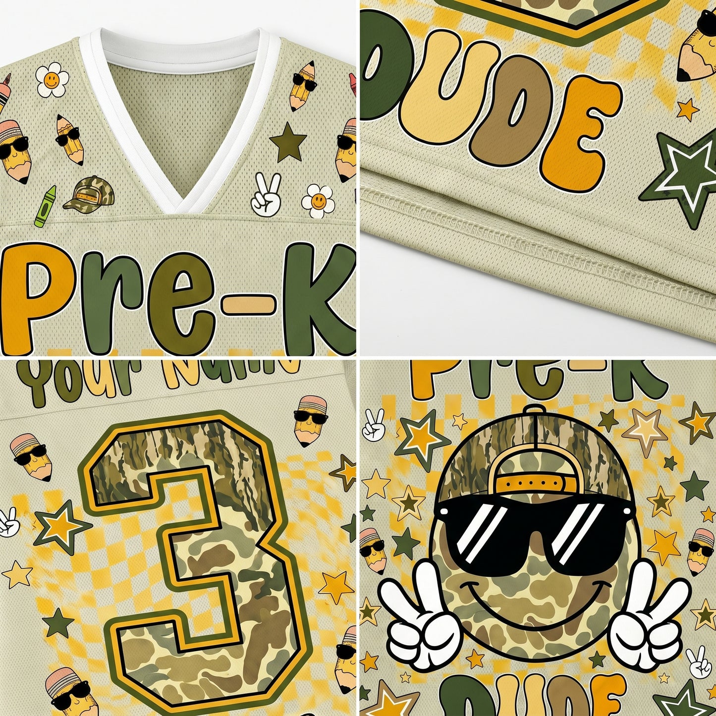 ChaoticClub Retro Back to School Smiley Face Mesh Jersey
