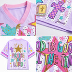 ChaoticClub Striped Preppy God is Good Christian Mesh Jersey