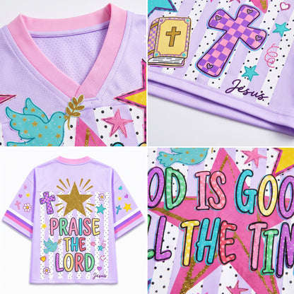 ChaoticClub Striped Preppy God is Good Christian Mesh Jersey